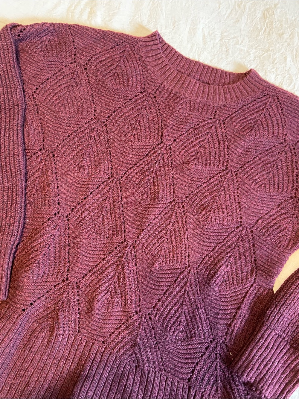 Sonoma Plum Geometric Textured Crew Sweater